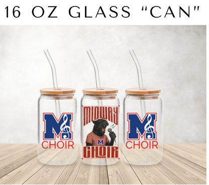 MHS CHOIR: 16oz Glass "Can" w/bamboo lid-various designs