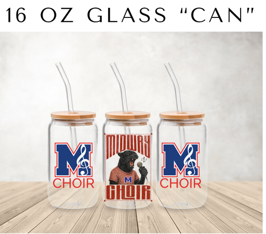MHS CHOIR: 16oz Glass "Can" w/bamboo lid-various designs