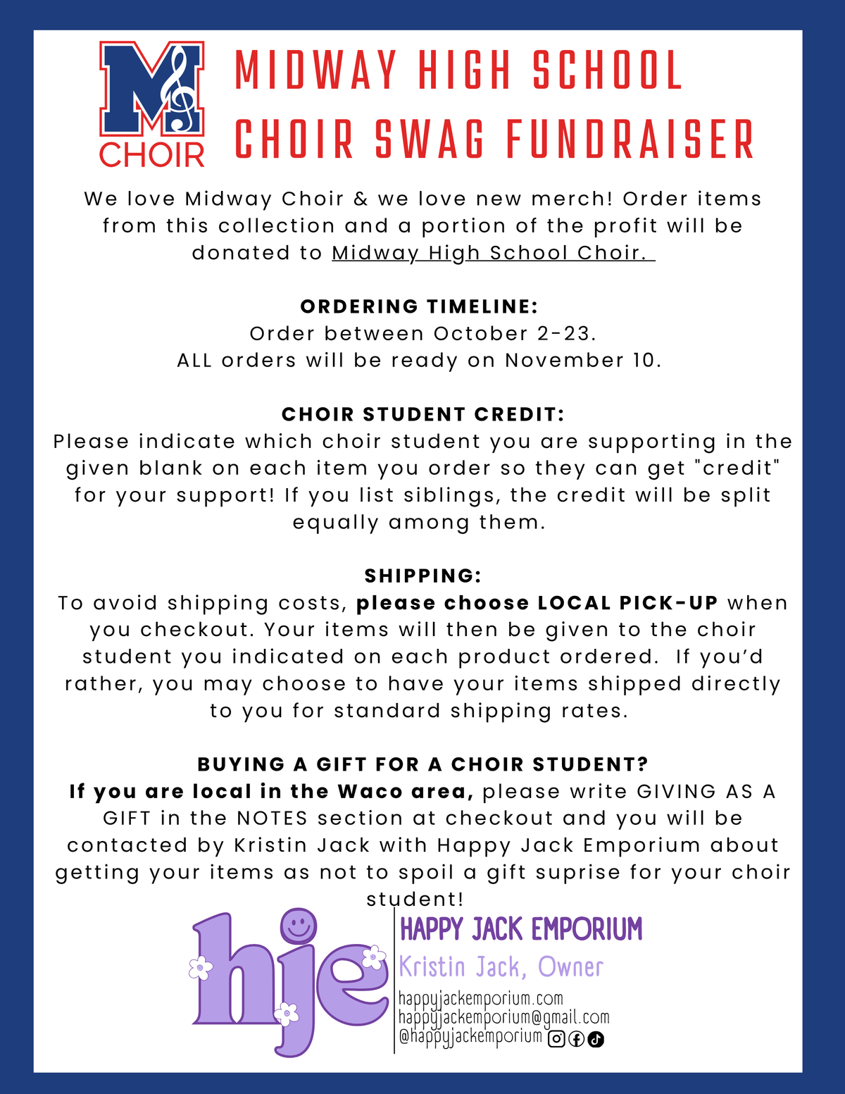 MHS CHOIR: Panthers or Midway Choir Polka Dot Premium Mockneck Sweatshirt